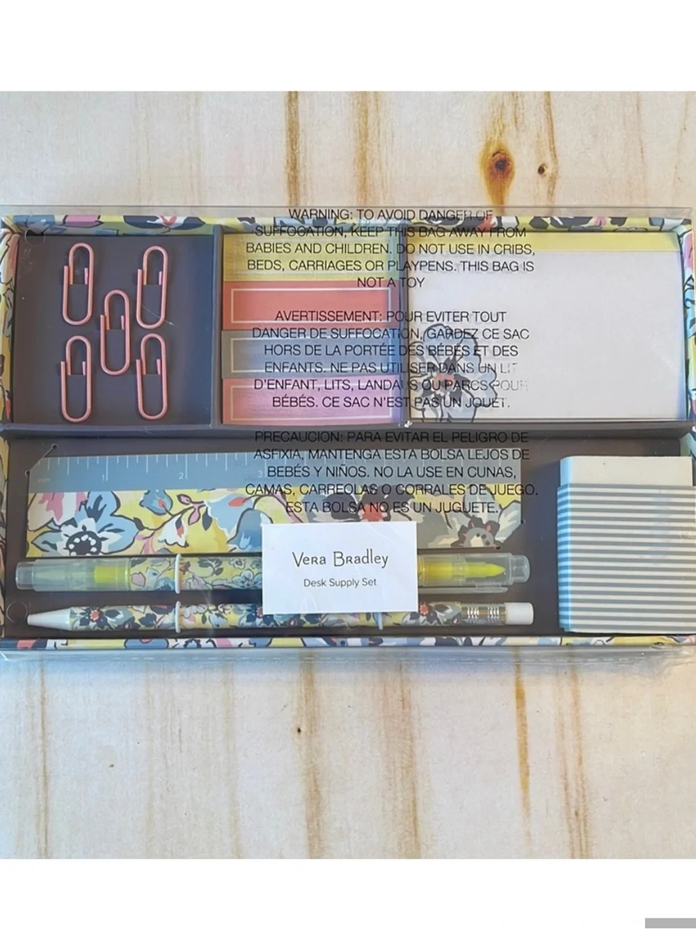 Vera Bradley “Sunny Garden” Floral Desk Organizer Sticky Note & Accessory Set